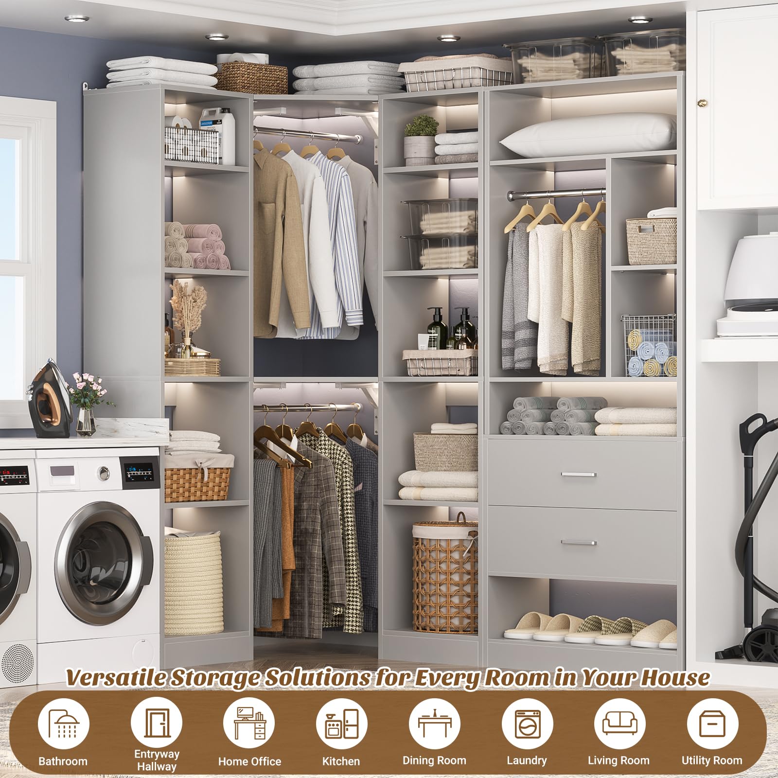 Amazon.com: Besiost Corner Closet System with 2 Sets, 63.2
